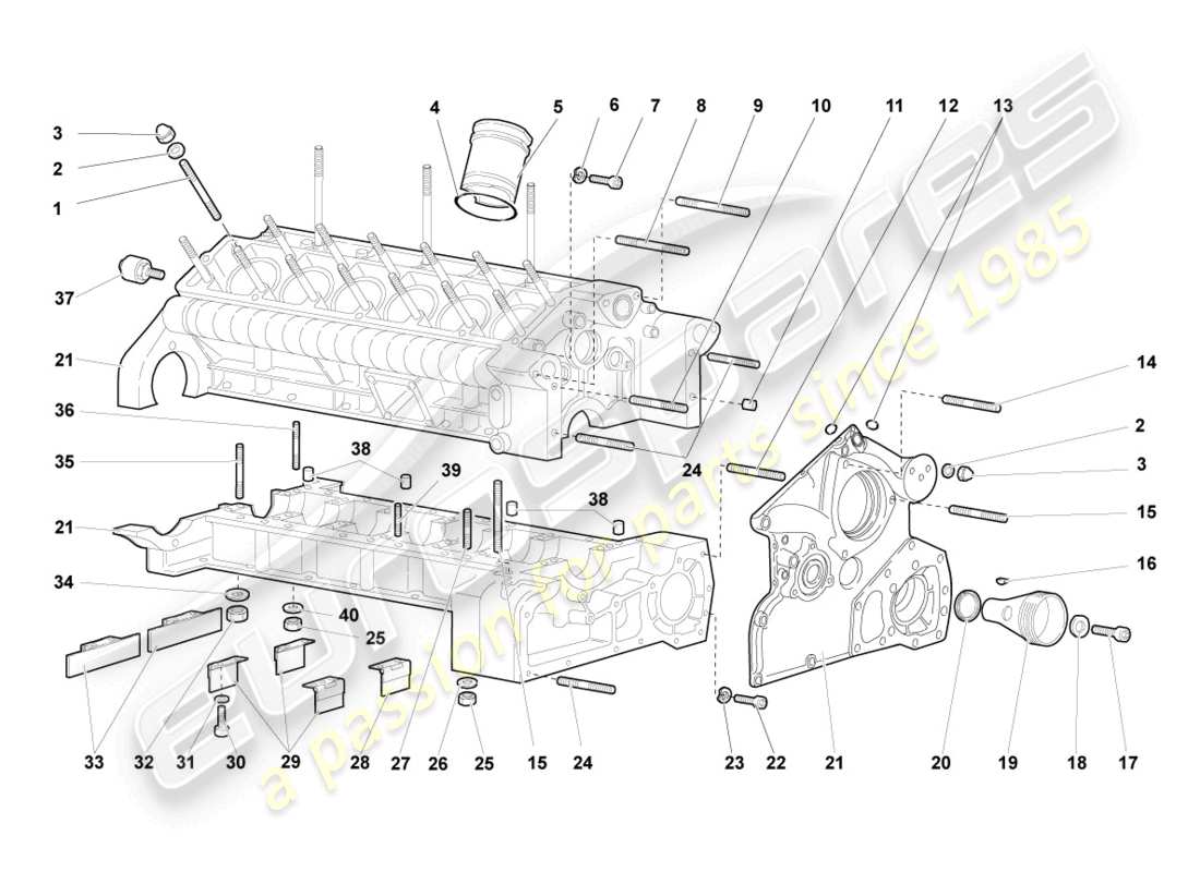 lamborghini murcielago coupe (2005) kurbelgehäuse ersatzteildiagramm