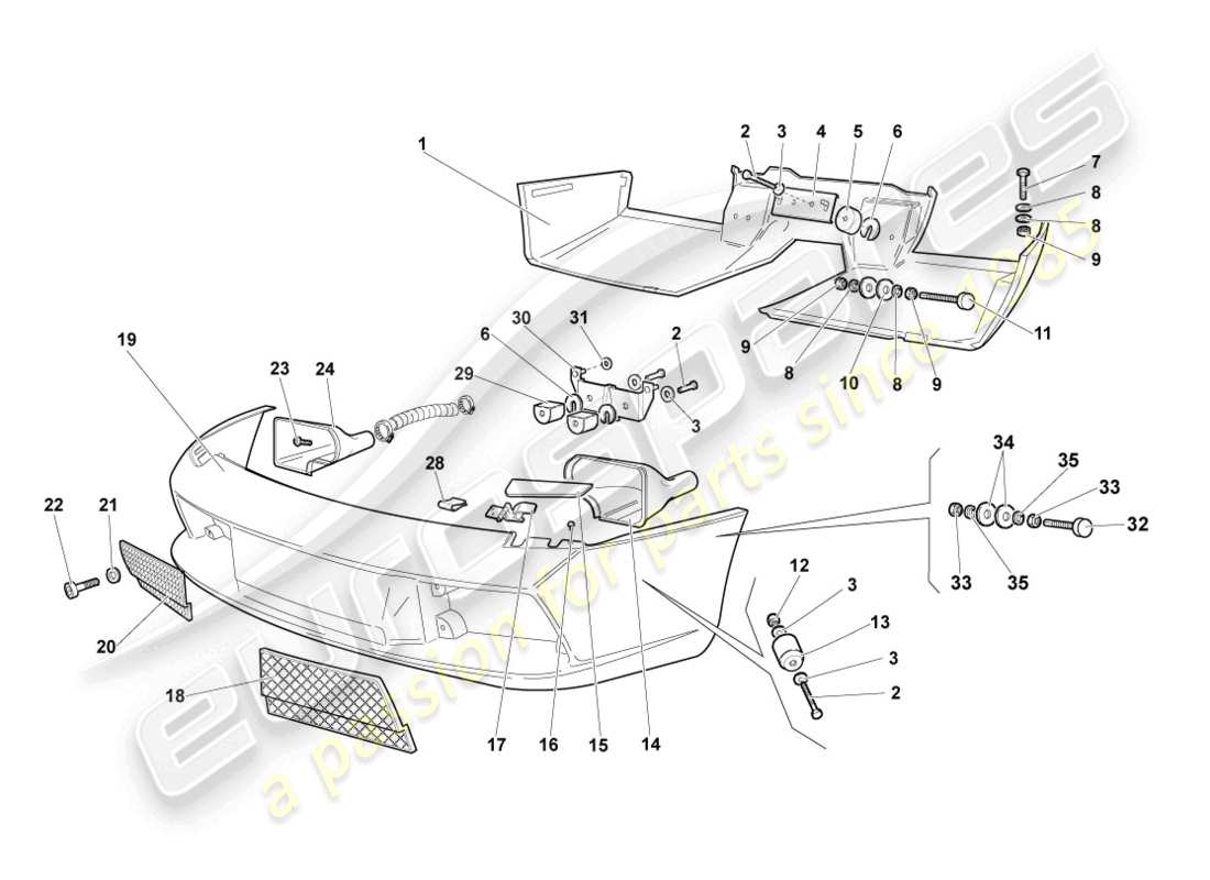 lamborghini murcielago coupe (2004) stoßstange vorne und hinten – teilediagramm