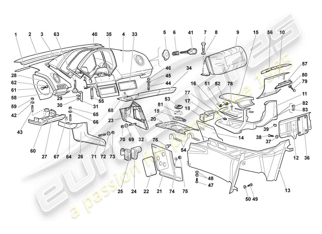 lamborghini murcielago coupe (2005) dashboard-ersatzteildiagramm