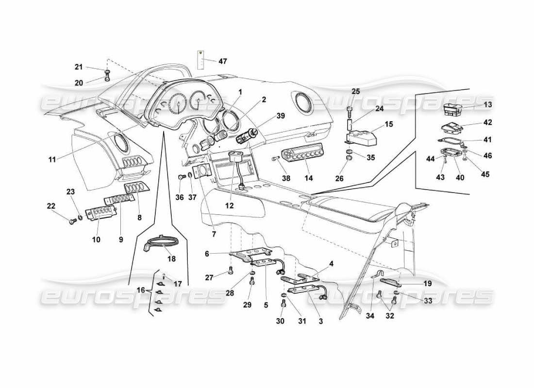 lamborghini murcielago lp670 teilediagramm für armaturenbrettinstrumente
