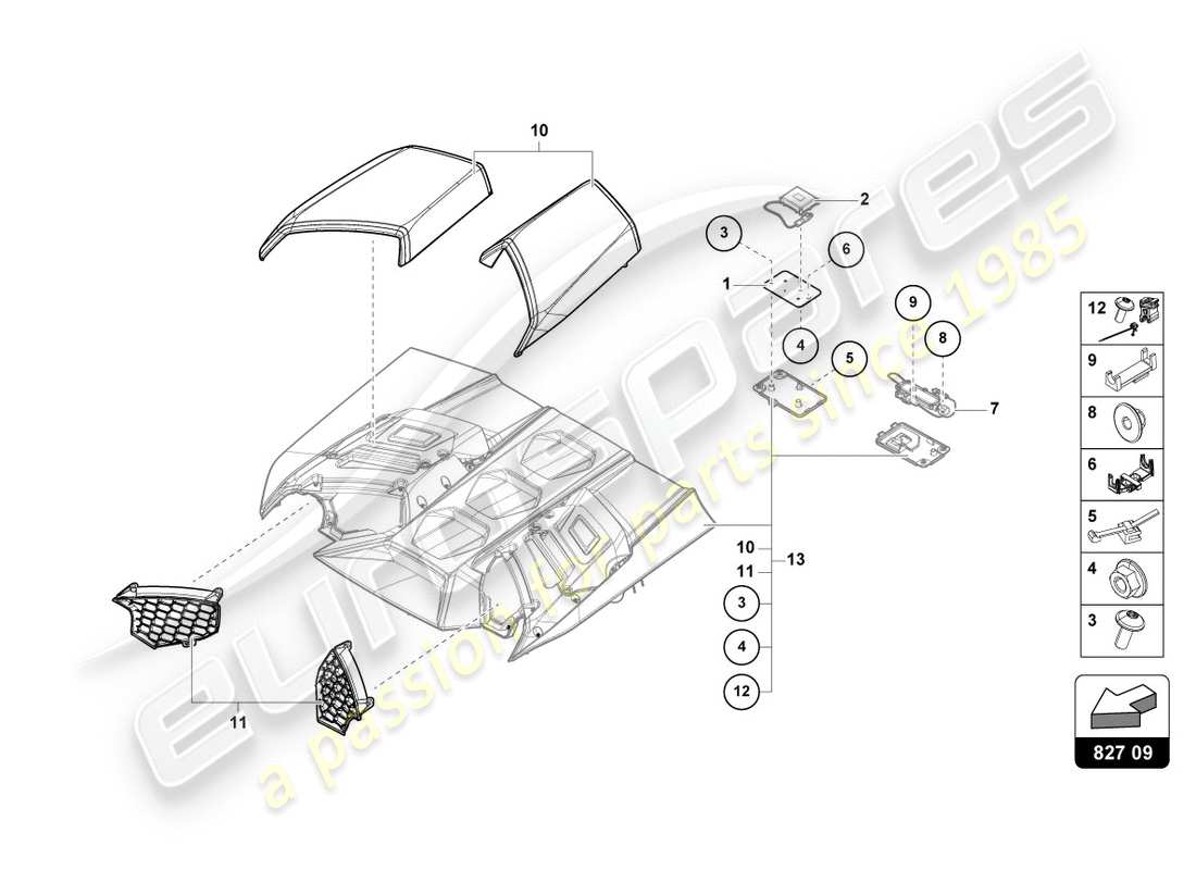 lamborghini performante spyder (2019) hintere klappe - teilediagramm