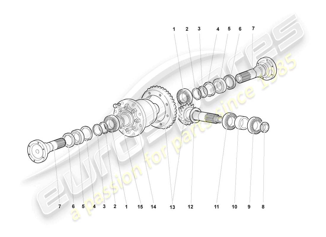 lamborghini murcielago coupe (2003) differential mit krone und ritzel vorne ersatzteildiagramm