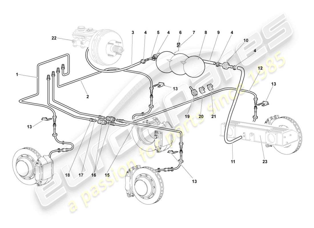 lamborghini murcielago coupe (2004) bremsrohr ersatzteildiagramm