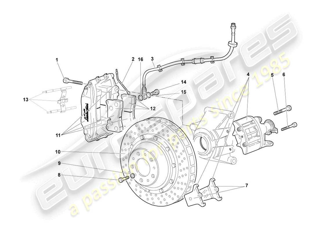 lamborghini murcielago coupe (2004) scheibenbremse hinten, ersatzteildiagramm