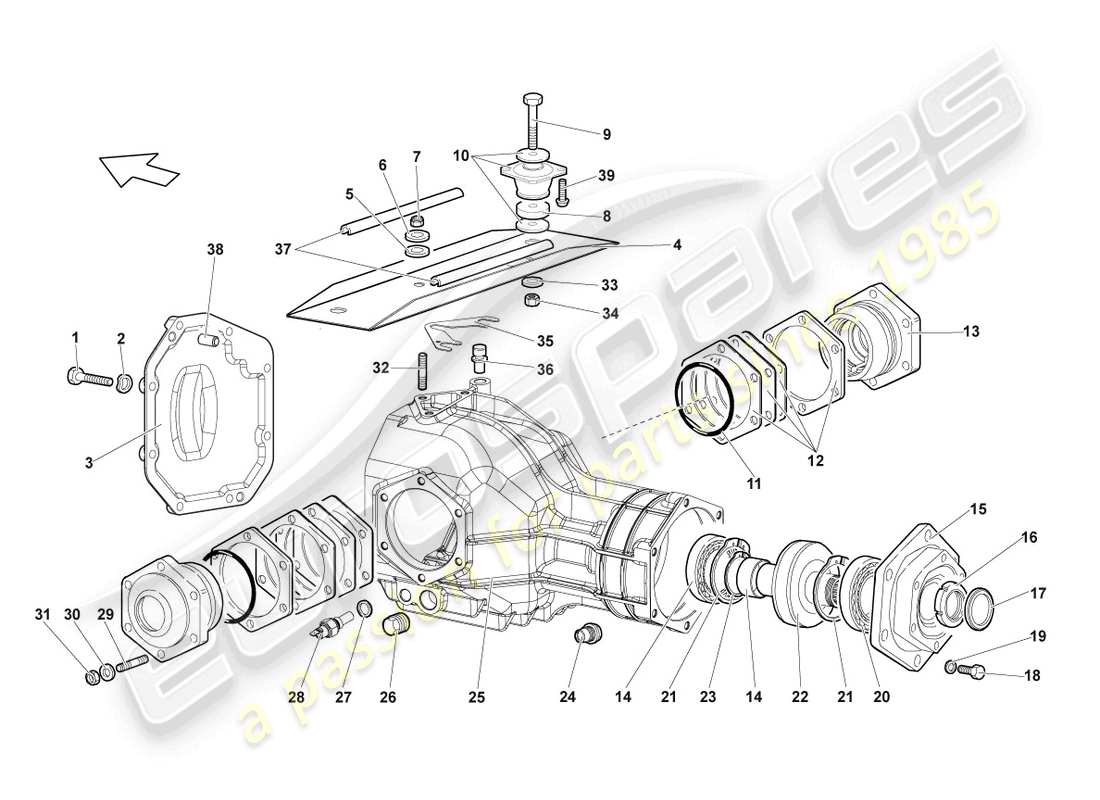 lamborghini murcielago coupe (2004) gehäuse für differential ersatzteildiagramm