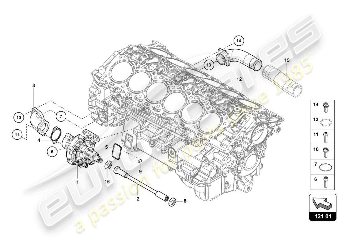 lamborghini lp770-4 svj roadster (2020) kühlmittelpumpe - ersatzteildiagramm
