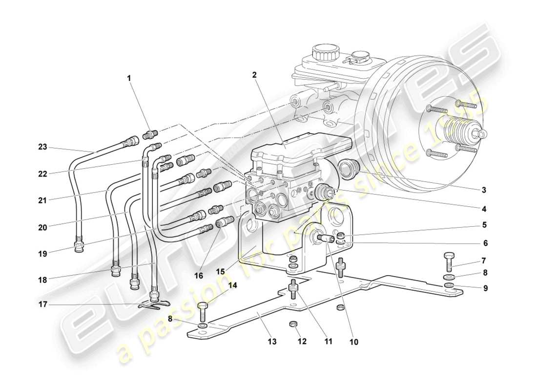 lamborghini murcielago coupe (2004) antiblockiersystem -abs- ersatzteildiagramm