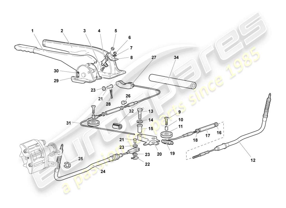 lamborghini murcielago coupe (2004) bremshebel ersatzteildiagramm