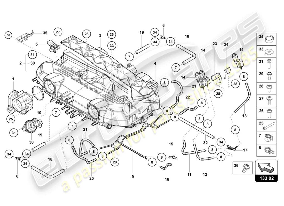 lamborghini lp770-4 svj roadster (2019) ansaugkrümmer - teilediagramm