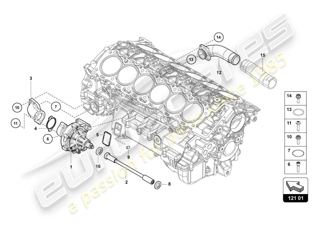 lamborghini 2021 (lp770-4 svj roadster) kühlmittelpumpe - ersatzteildiagramm