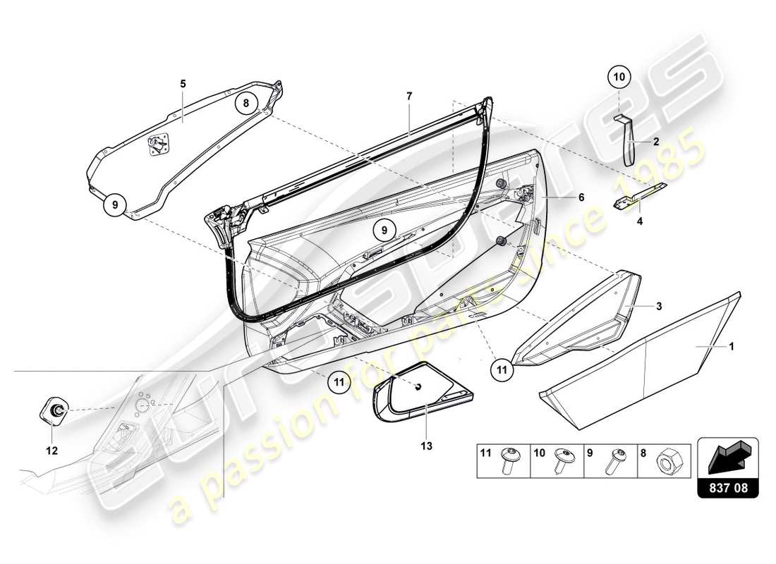 lamborghini centenario roadster (2017) türplatte teilediagramm