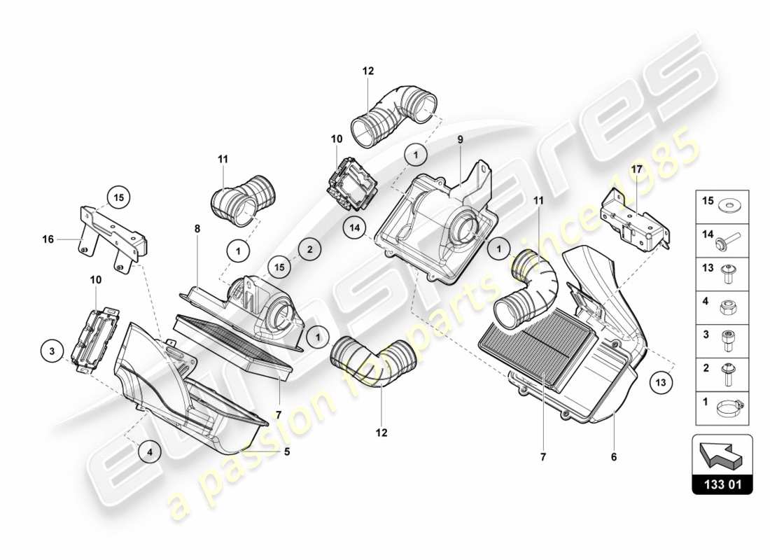 lamborghini centenario roadster (2017) luftfilter teilediagramm