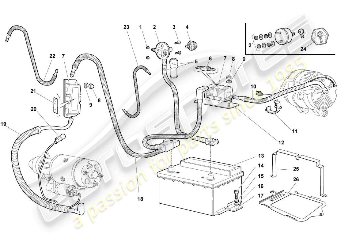 lamborghini murcielago coupe (2005) hauptsicherungsbuchse ersatzteildiagramm