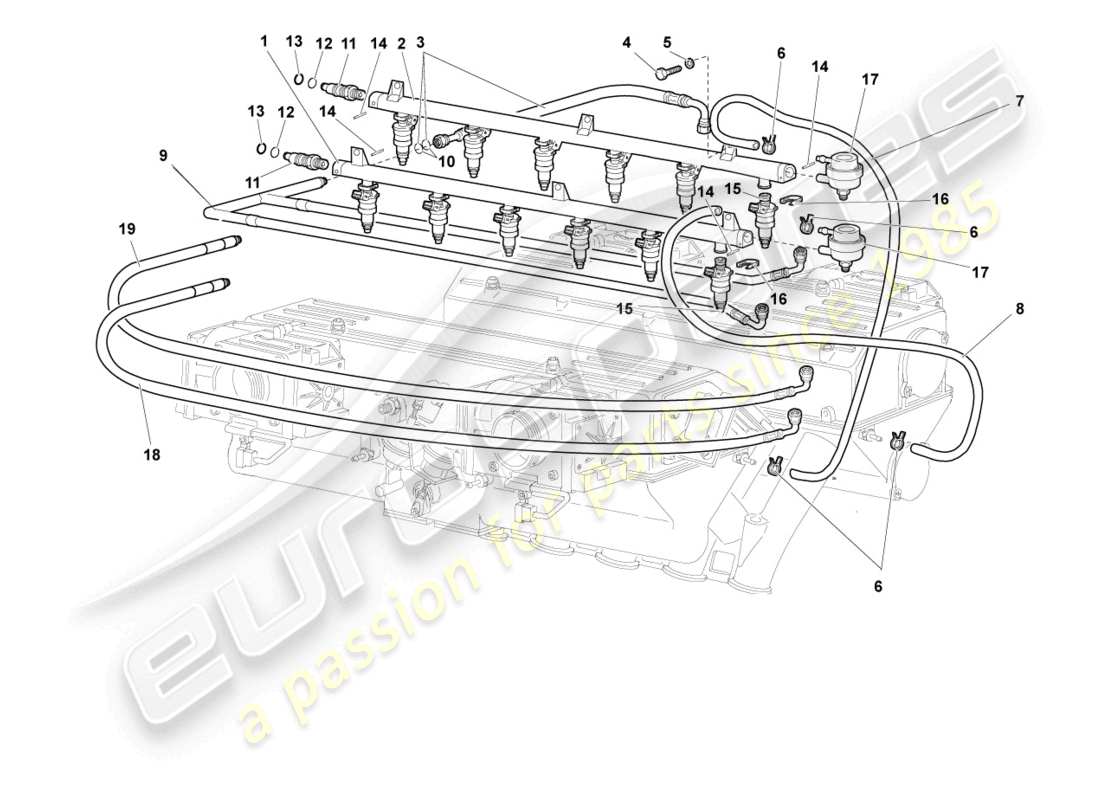 lamborghini murcielago coupe (2005) ansaugsystem - teilediagramm