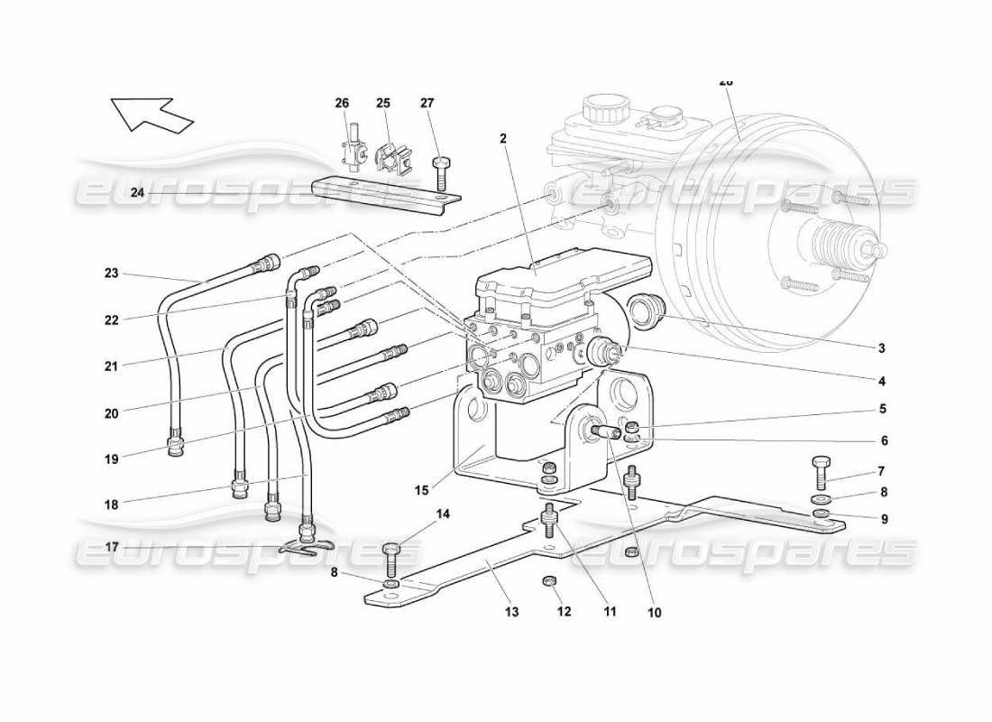 lamborghini murcielago lp670 elektrohydraulisches abs cu-teilediagramm