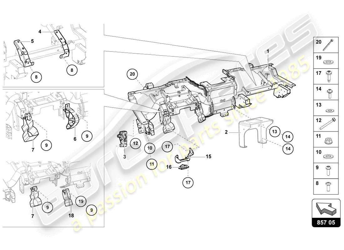 lamborghini lp720-4 coupe 50 (2014) kreuzstück teilediagramm