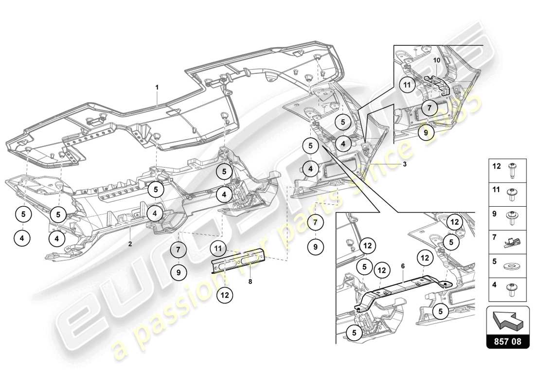 lamborghini lp720-4 coupe 50 (2014) instrumententafel ersatzteildiagramm