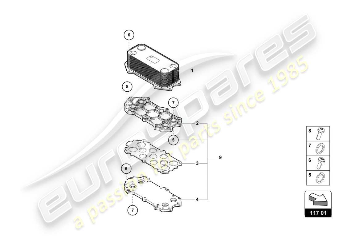 lamborghini lp580-2 spyder (2019) getriebeölkühler - ersatzteildiagramm
