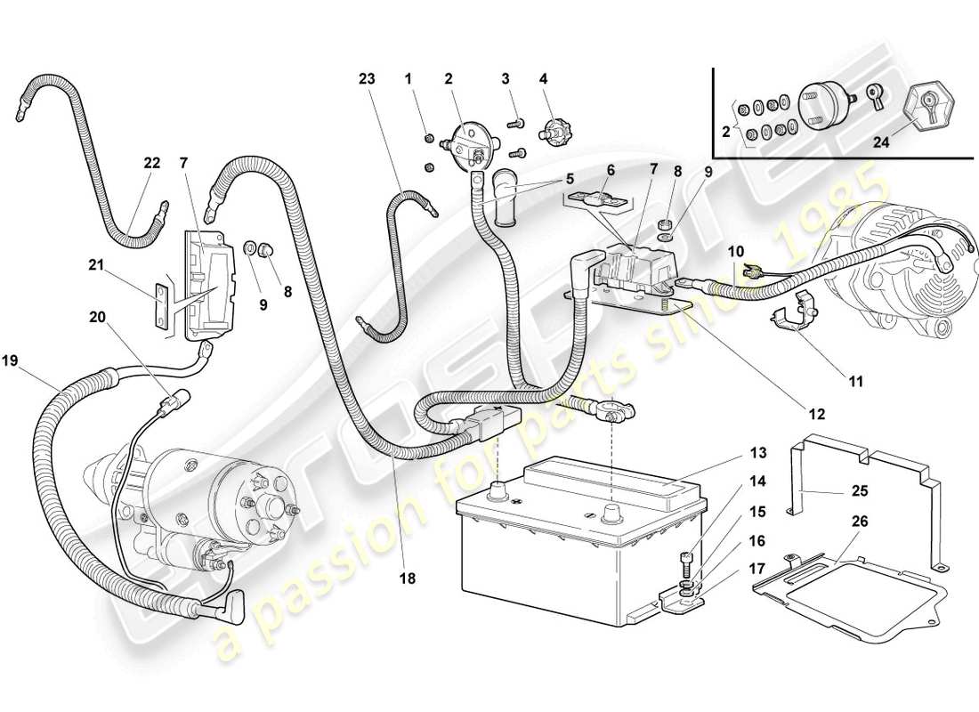lamborghini murcielago roadster (2005) hauptsicherungsbuchse ersatzteildiagramm