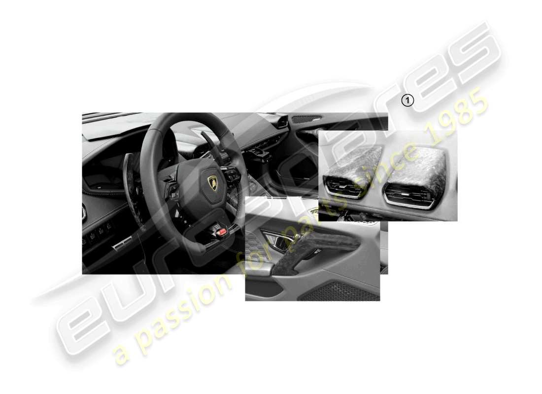 lamborghini huracan lp610-4 avio (accessories) dekorsatz für mittelkonsole und türinnenausstattung ersatzteildiagramm