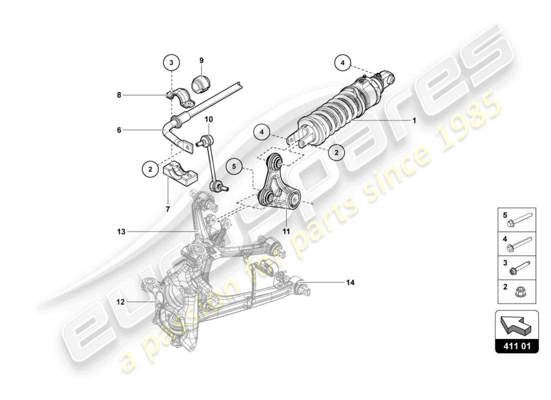 lamborghini lp750-4 sv roadster (2016) stoßdämpfer vorne ersatzteildiagramm