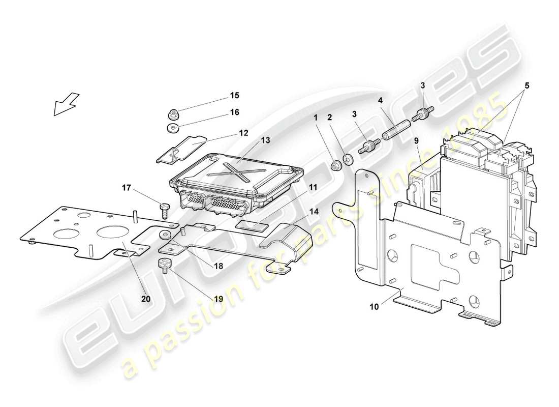 lamborghini murcielago coupe (2004) motorsteuergerät teilediagramm