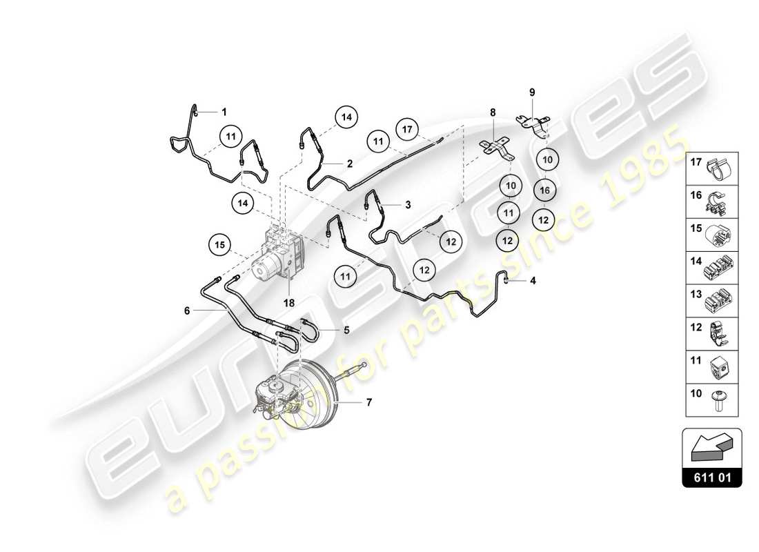 lamborghini evo coupe (2020) bremsleitung ersatzteildiagramm