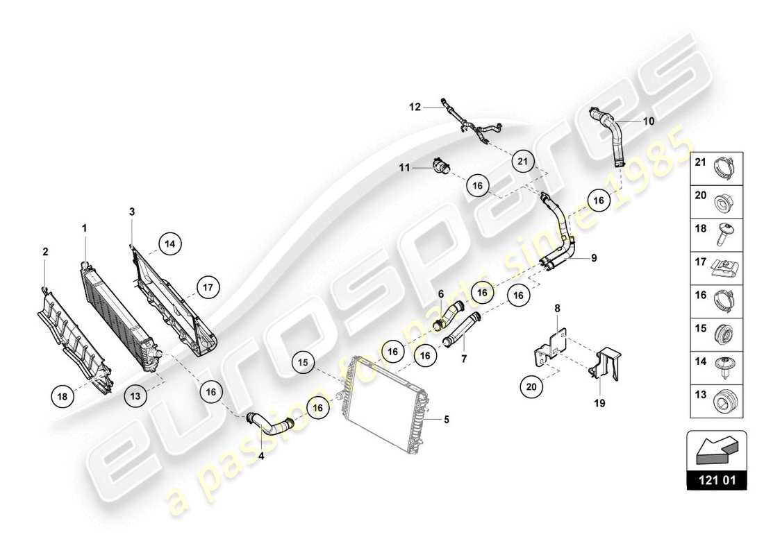 lamborghini lp610-4 coupe (2015) kühler für kühlmittel teilediagramm