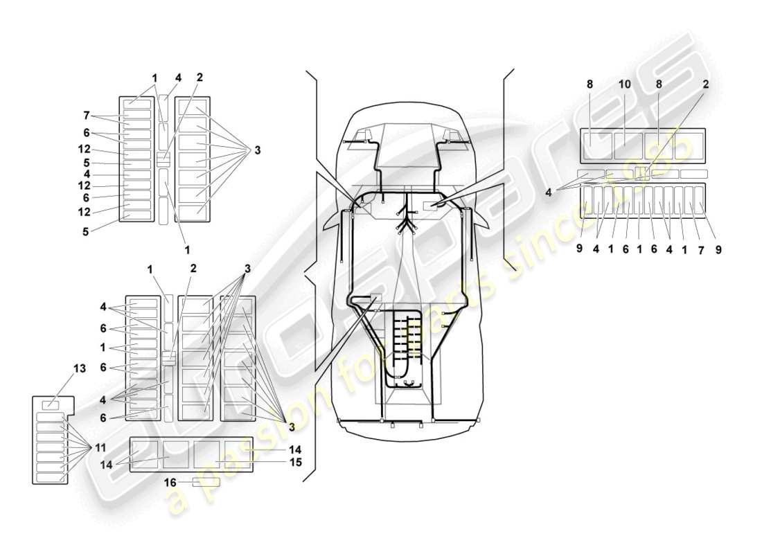 lamborghini murcielago coupe (2006) central electrics ersatzteildiagramm