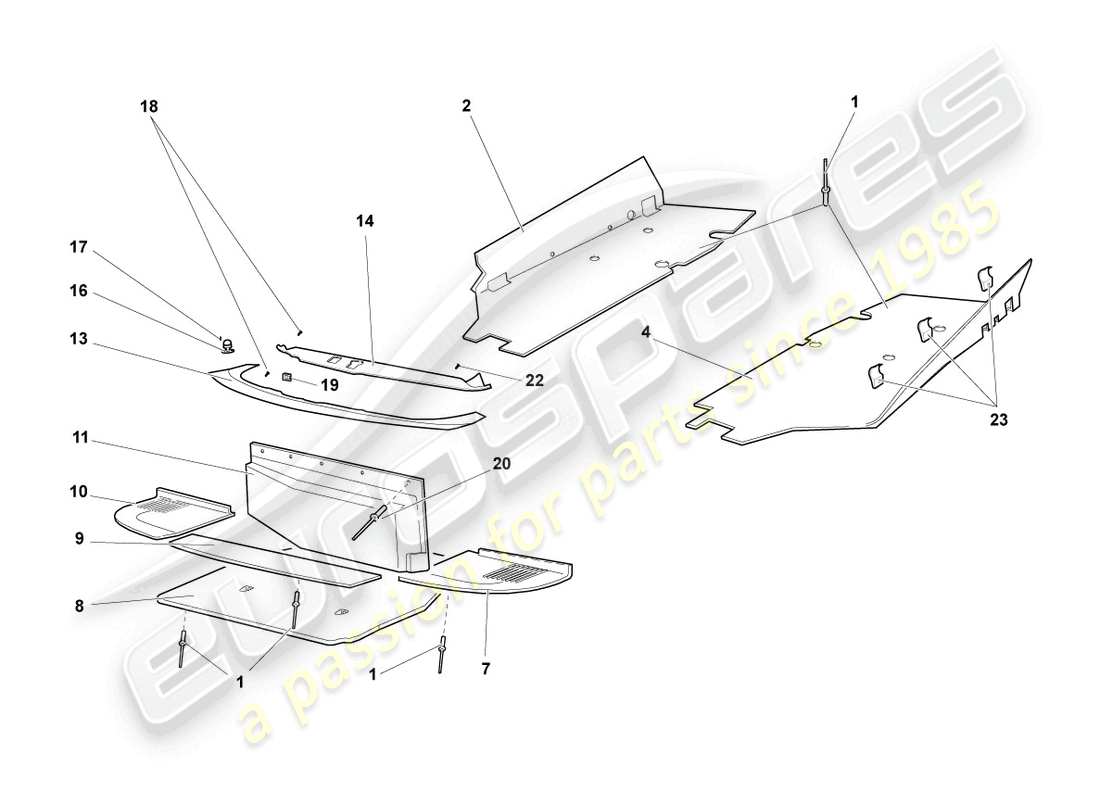 lamborghini murcielago coupe (2006) hitzeschild für bodenblech ersatzteildiagramm