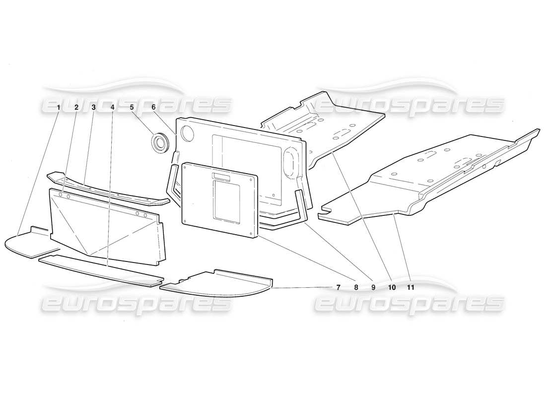 lamborghini diablo (1991) teilediagramm für rahmenbodenplatten