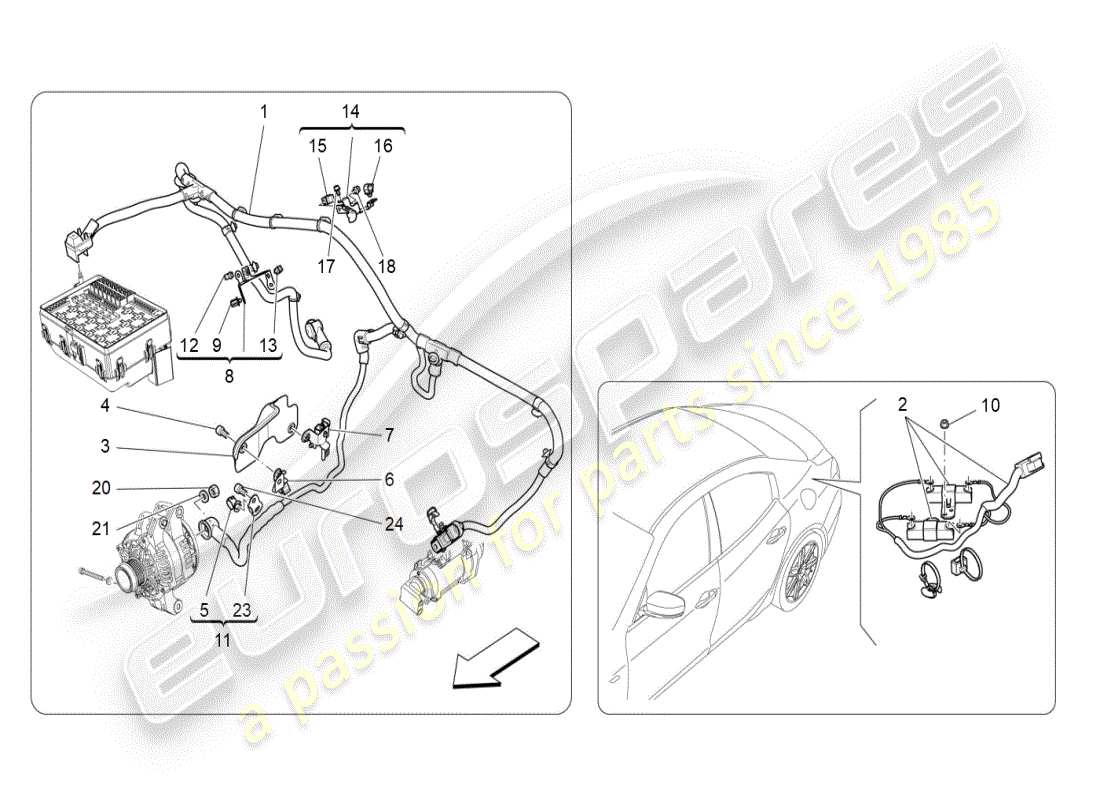 maserati ghibli (2019) hauptverkabelung teilediagramm