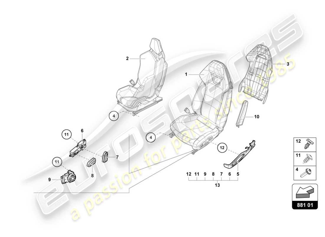 lamborghini evo spyder 2wd (2020) seat-ersatzteildiagramm