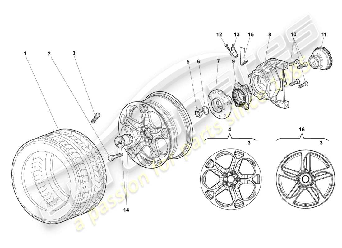 lamborghini murcielago roadster (2005) radlagergehäuse vorne ersatzteildiagramm
