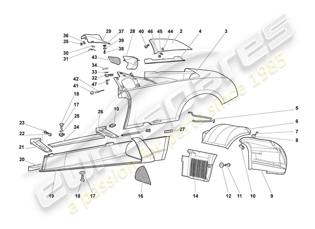 lamborghini murcielago roadster (2005) seitenträger links ersatzteil-diagramm