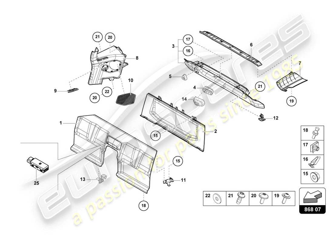 lamborghini 2020 (evo coupe) innendekor teilediagramm