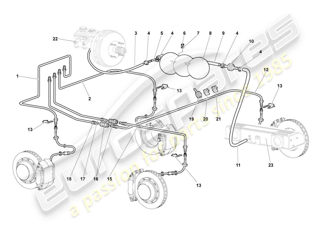 lamborghini murcielago roadster (2005) bremsrohr ersatzteildiagramm