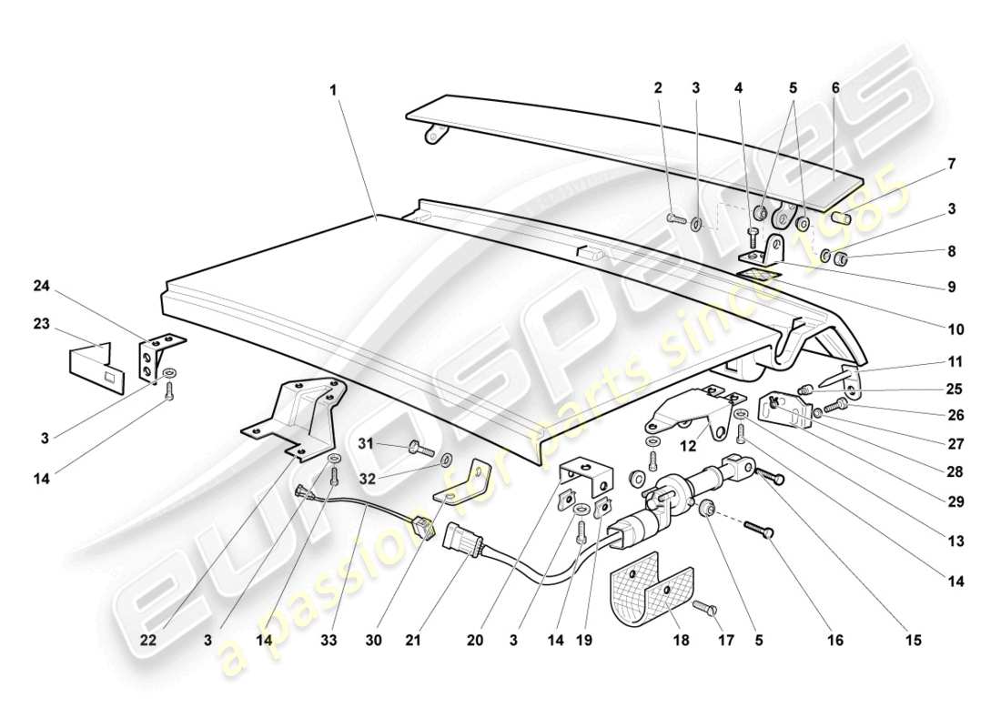 lamborghini murcielago roadster (2005) hintere klappe - teilediagramm