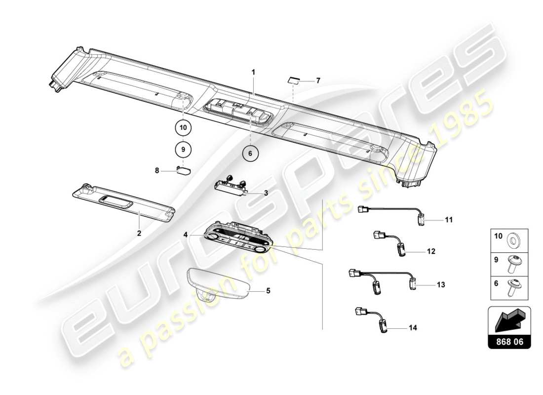 lamborghini lp610-4 spyder (2018) frontplattenverkleidung teilediagramm