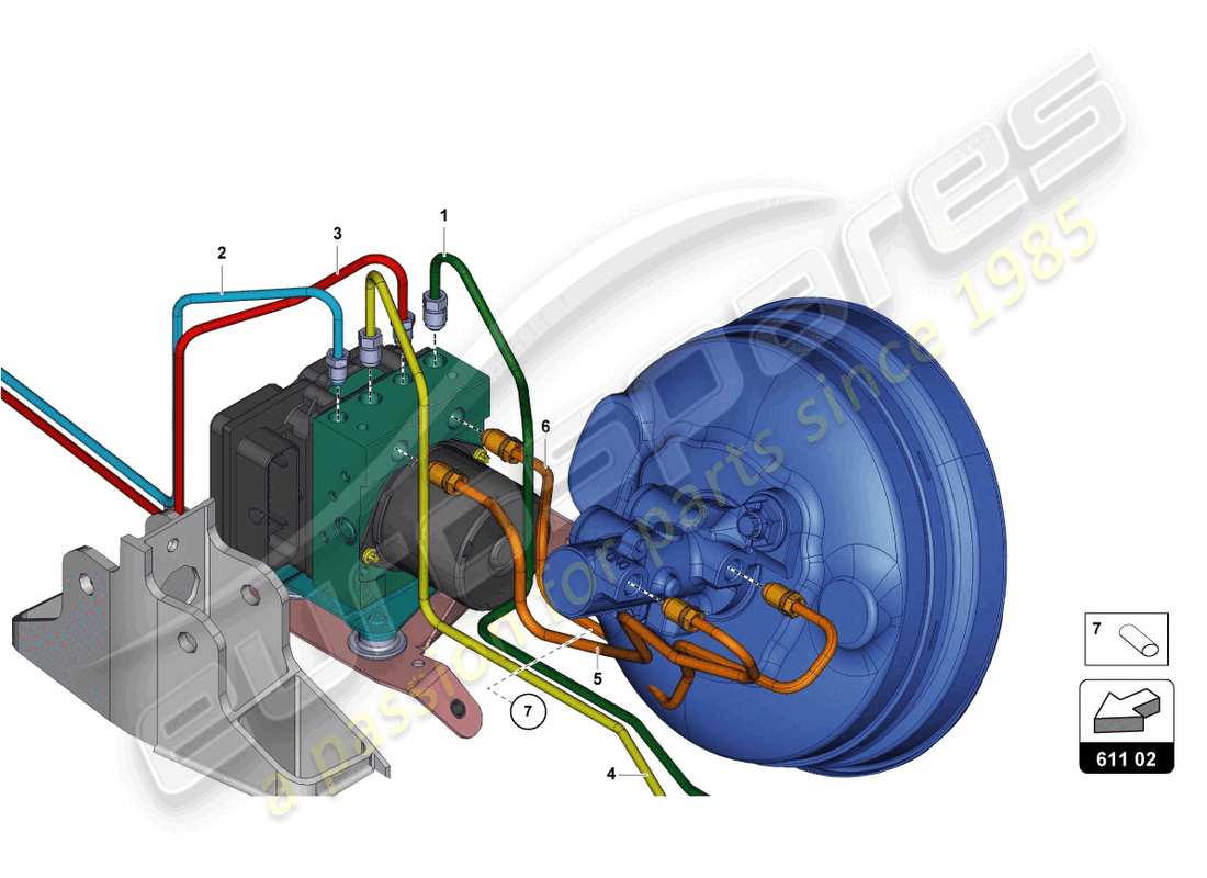 lamborghini lp740-4 s roadster (2020) bremsservo, leitungen und vakuumsystem teilediagramm