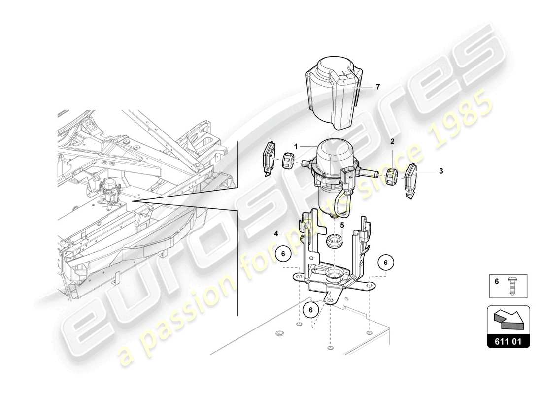 lamborghini sian (2021) vakuumpumpe für bremsservo ersatzteildiagramm