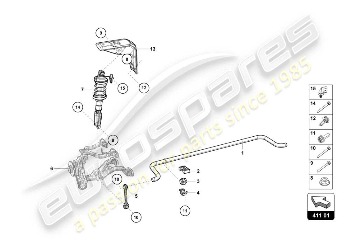 lamborghini evo spyder 2wd (2020) stossdämpfer ersatzteildiagramm