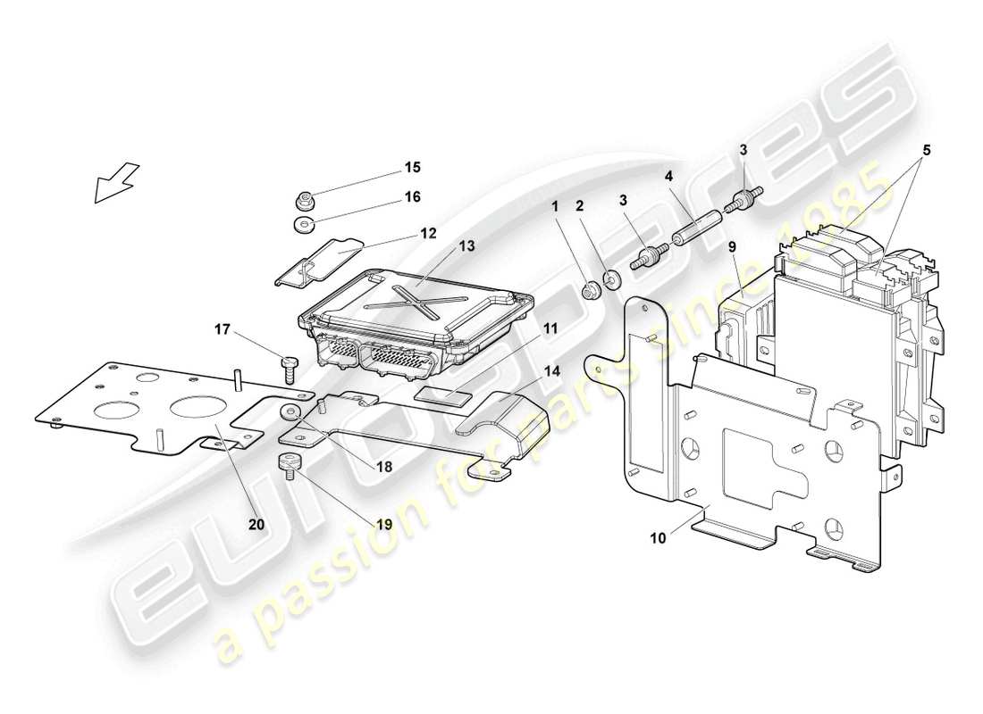 lamborghini murcielago roadster (2005) motorsteuergerät teilediagramm