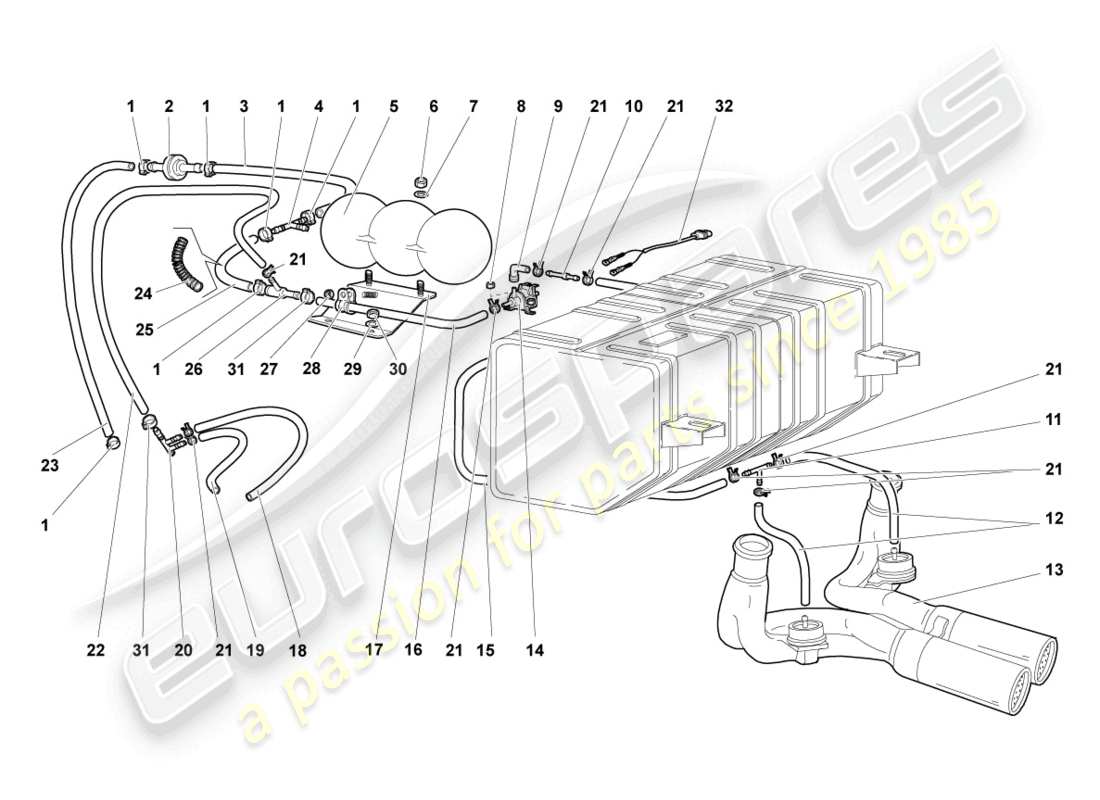 lamborghini murcielago coupe (2002) vakuumsystem teilediagramm