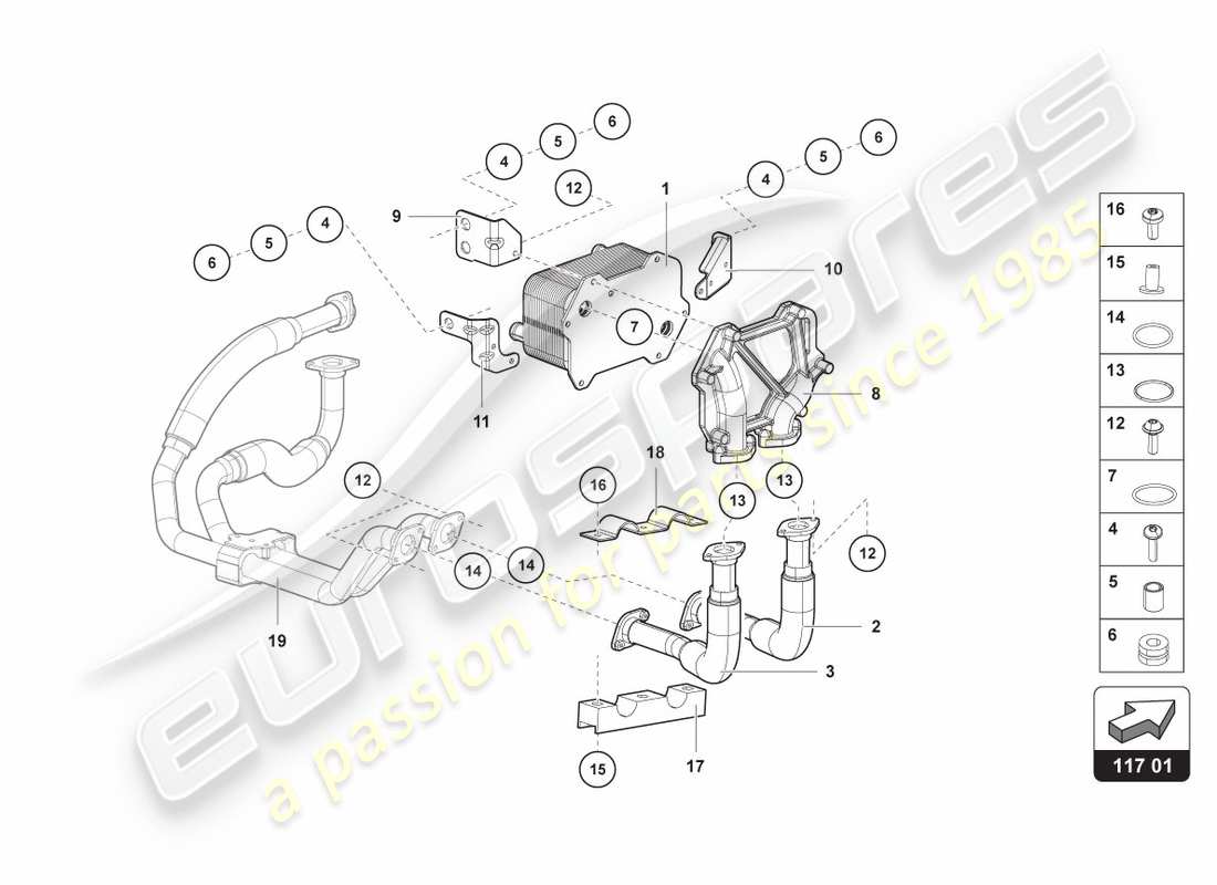 lamborghini centenario coupe (2017) ölkühler teilediagramm