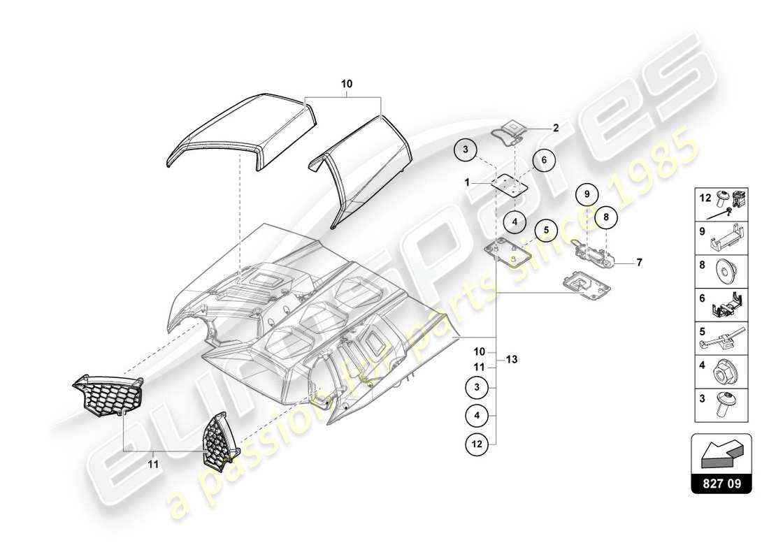 lamborghini performante spyder (2018) hintere klappe - teilediagramm