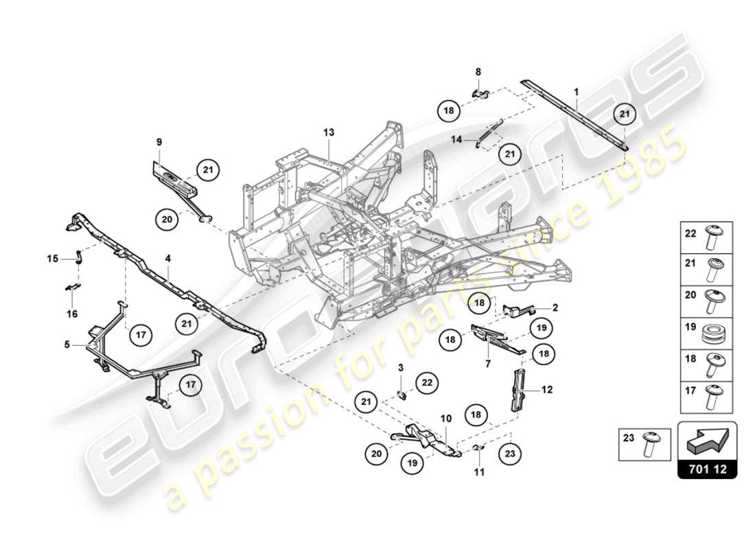 lamborghini sian (2020) zierrahmen hinterteil ersatzteildiagramm