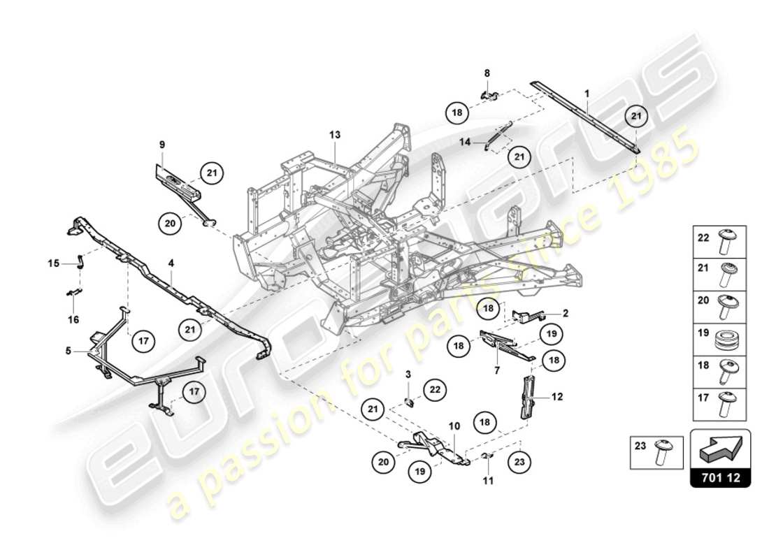 lamborghini sian (2021) zierrahmen hinterteil ersatzteildiagramm