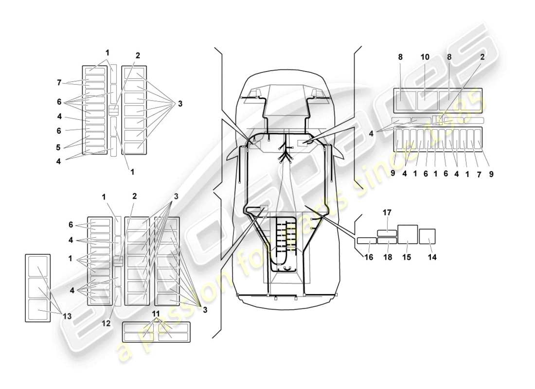 lamborghini murcielago coupe (2004) central electrics ersatzteildiagramm