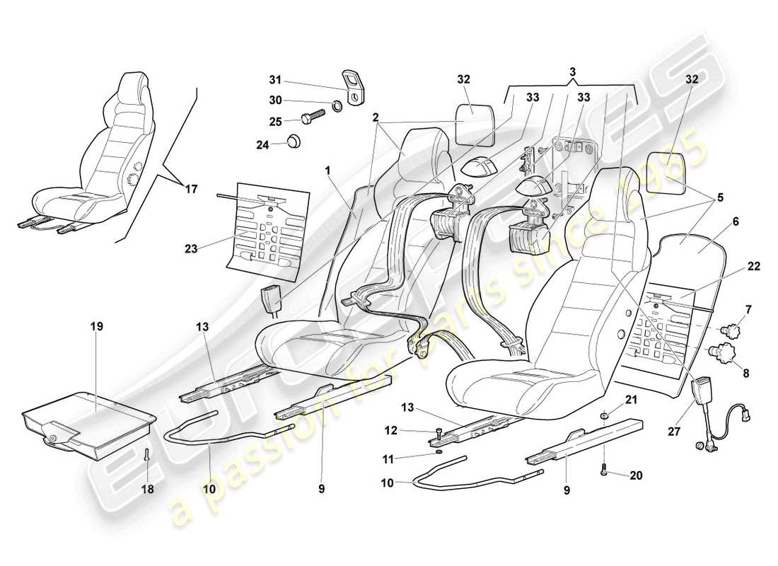 lamborghini murcielago coupe (2004) sitz, komplett ersatzteildiagramm